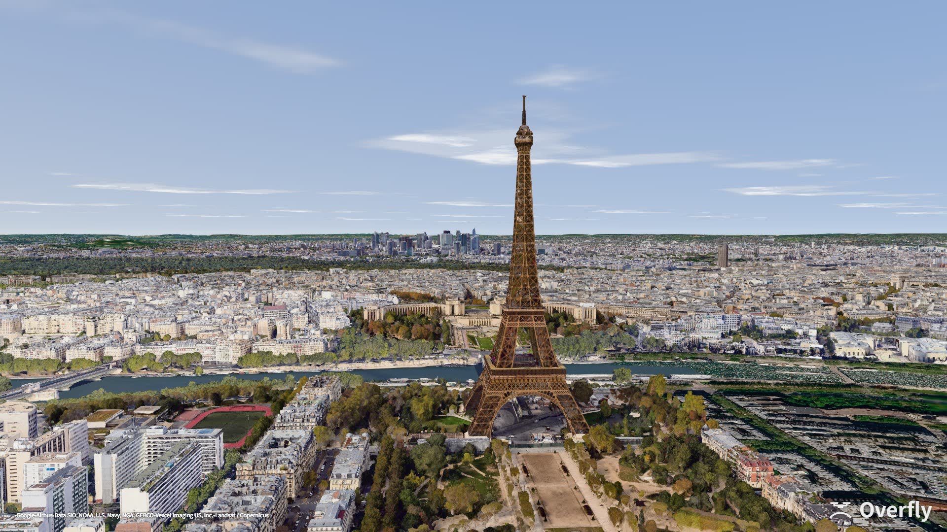 A photo taken with Overfly's photo mode: the Eiffel Tower